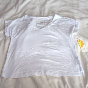 C.C V Neck Tee Shirt Bright White Womens Small